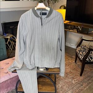 ASOS Design Gray Pinstripe Jacket and Pants Set